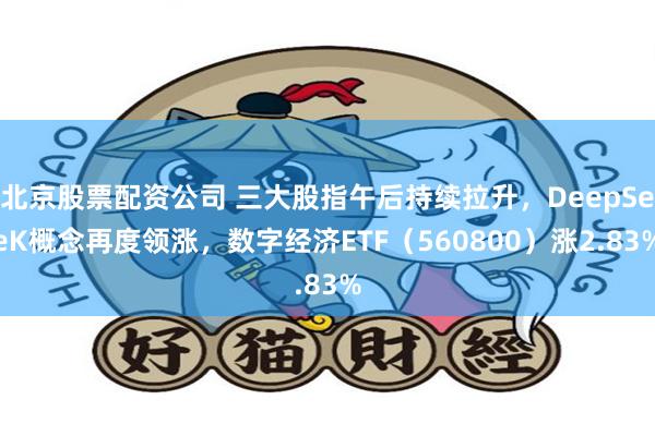 北京股票配资公司 三大股指午后持续拉升，DeepSeeK概念再度领涨，数字经济ETF（560800）涨2.83%